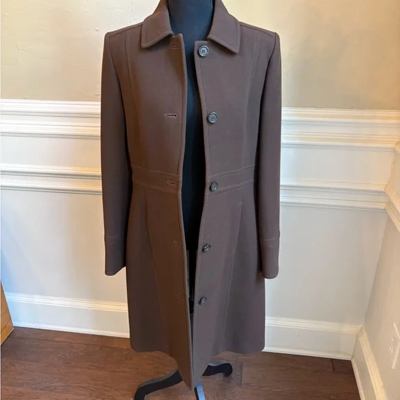 J. Crew Brown Lady day Coat with Blue Lining - Picture 3 of 8